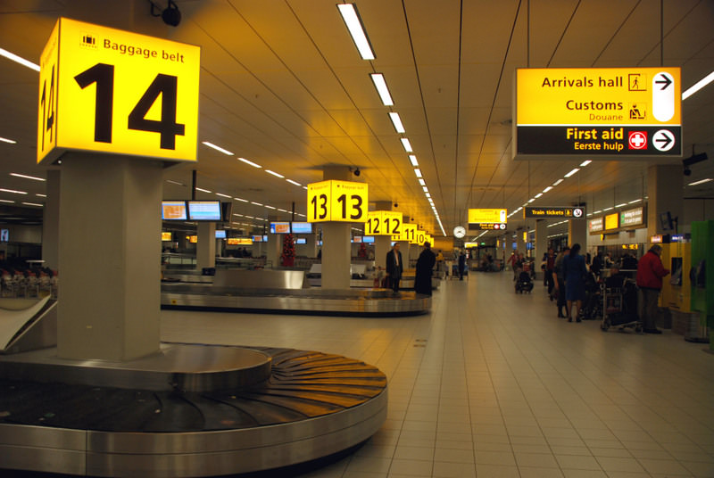 The signage at Schiphol Airport