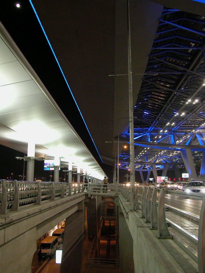 Blue accent lighting at the Suvarnabhumi International Airport