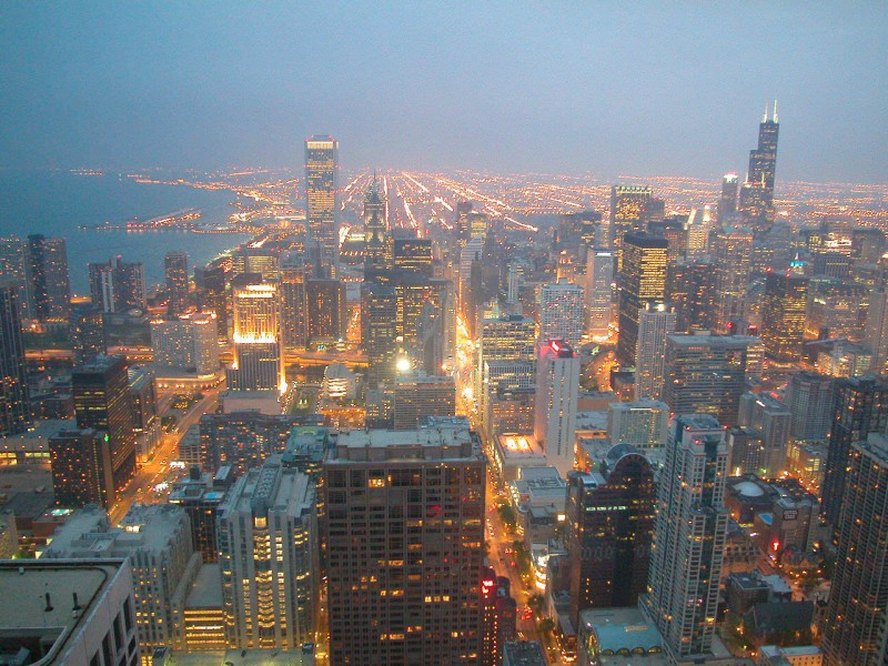 Overlooking Chicago from the top of John Hancock Building