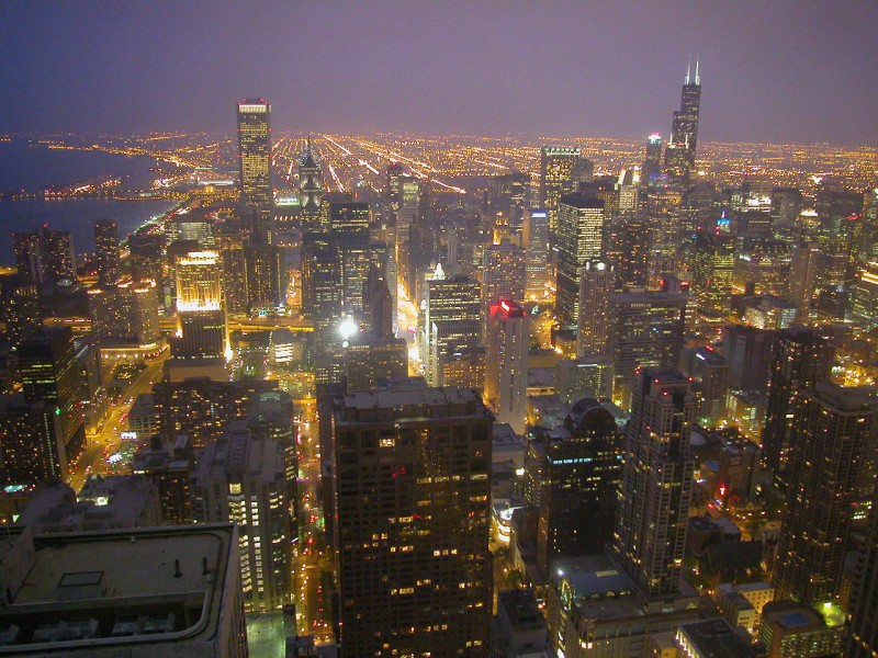 Overlooking Chicago from the top of John Hancock Building