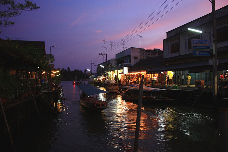 Reflections on the river of Amphawa floating market　Thailand